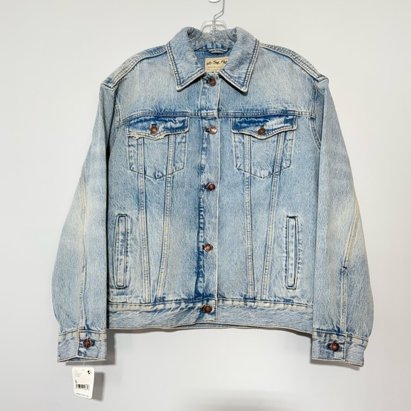 NWT We The Free People Jolene Trucker Denim Jean Jacket in Tennessee River S - Picture 8 of 16
